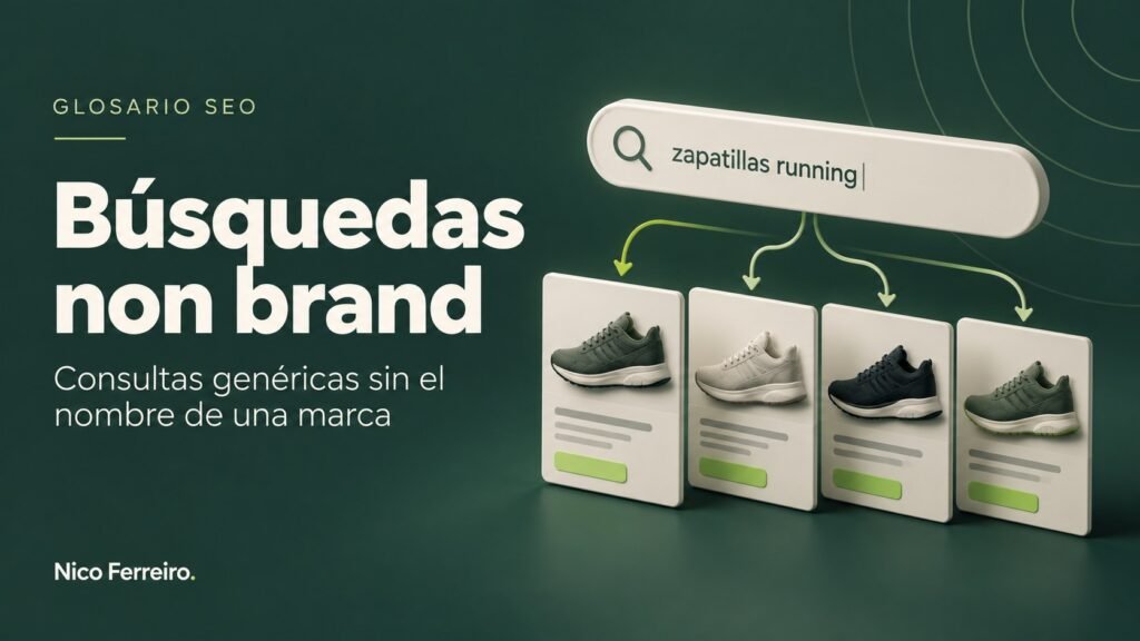 Ilustración del concepto SEO «Búsquedas non brand»: Consultas genéricas sin el nombre de una marca.