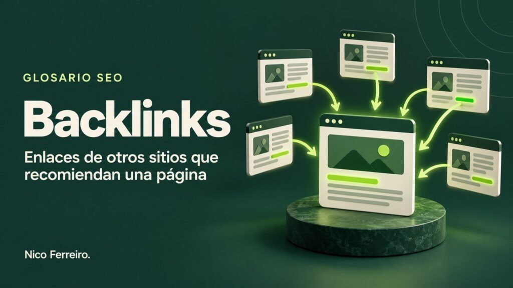 Ilustración del concepto SEO «Backlinks»: Enlaces de otros sitios que recomiendan una página.