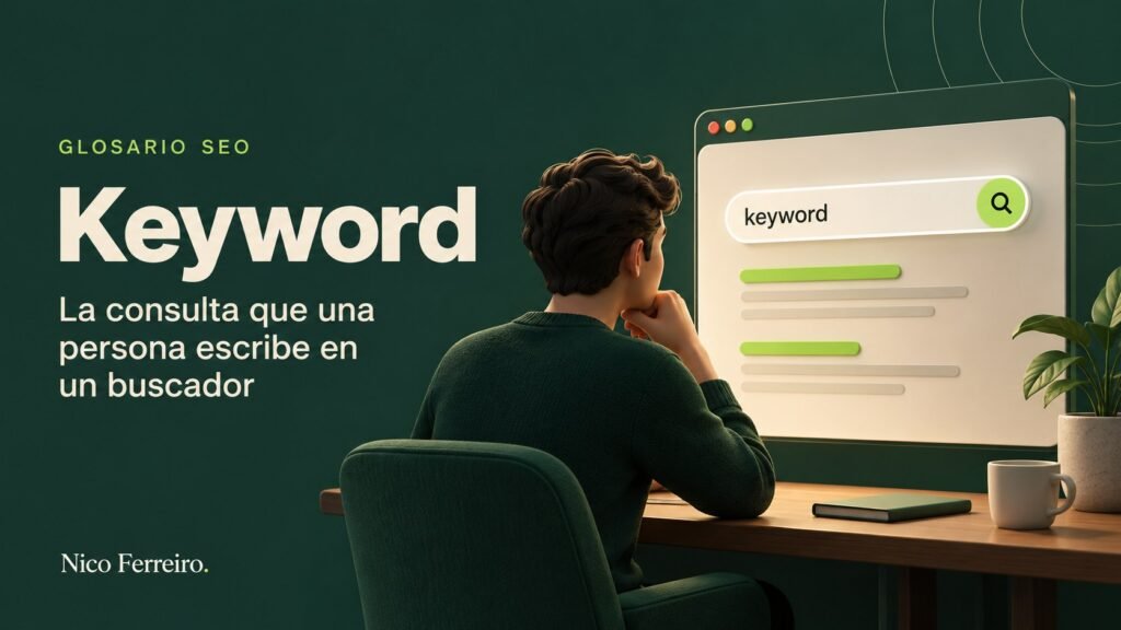 Ilustración del concepto SEO «Keyword»: La consulta que una persona escribe en un buscador.