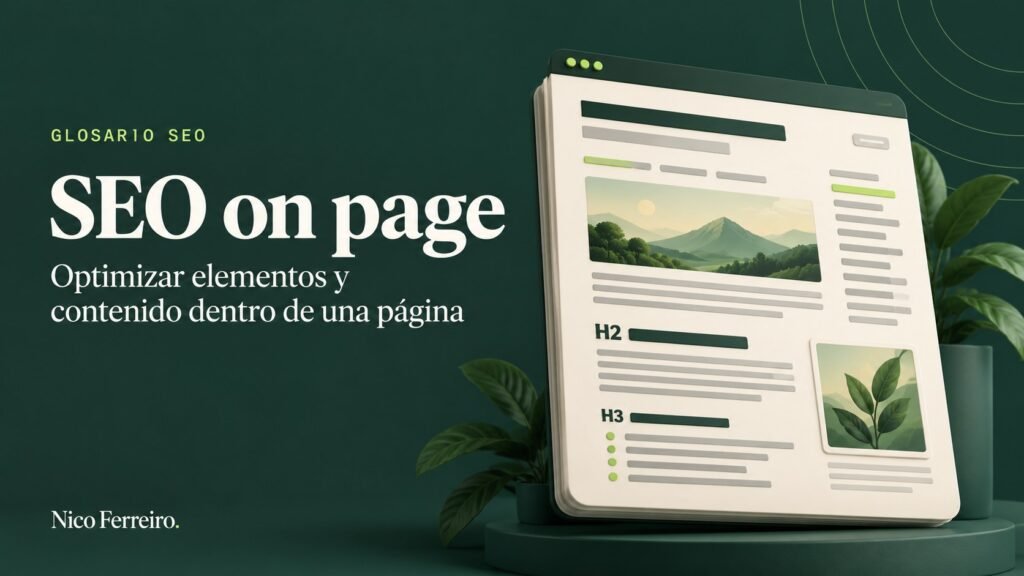 Ilustración del concepto SEO «SEO on page»: Optimizar elementos y contenido dentro de una página.