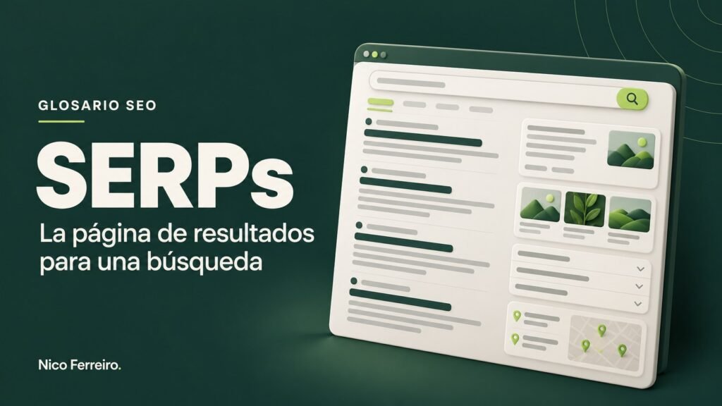 Ilustración del concepto SEO «SERPs»: La página de resultados para una búsqueda.