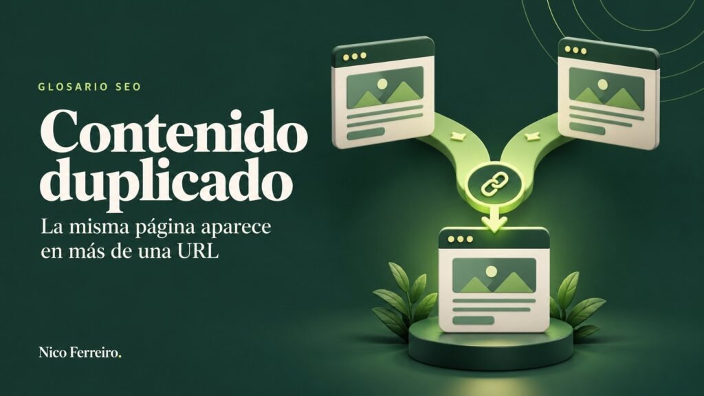 Ilustración del concepto SEO «Contenido duplicado»: La misma página aparece en más de una URL.