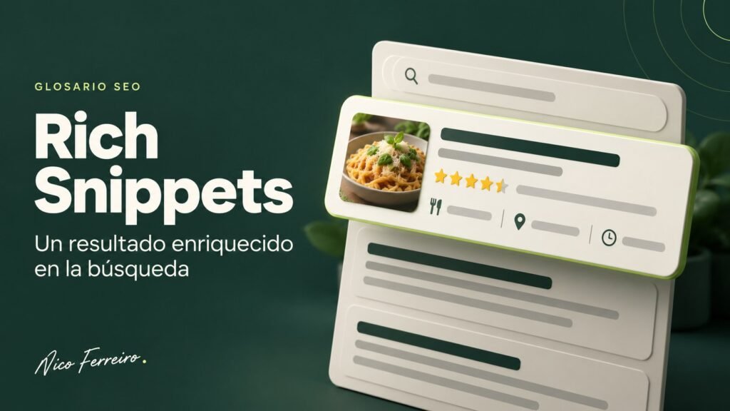 Ilustración del concepto SEO «Rich Snippets»: Un resultado enriquecido en la búsqueda.