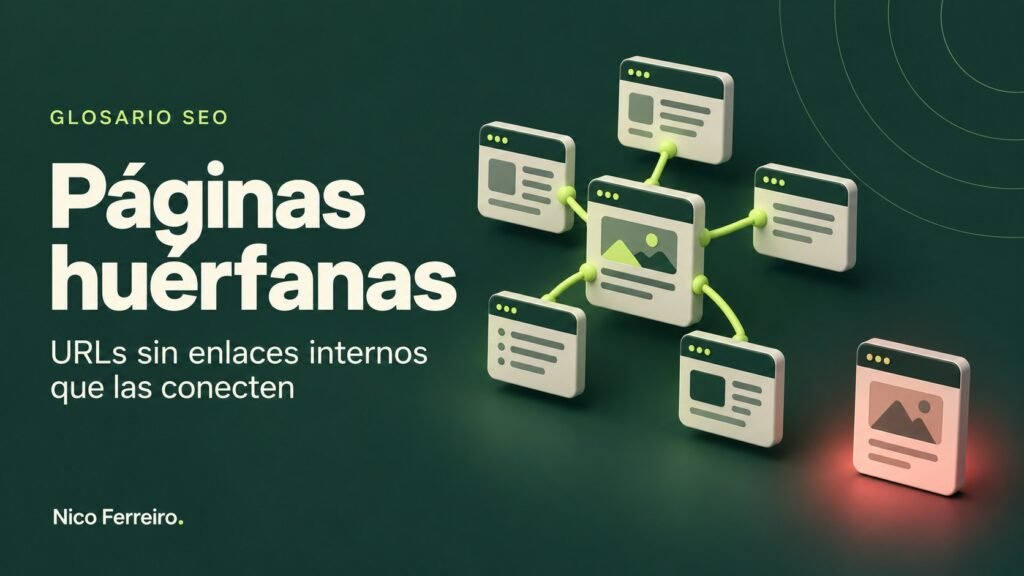Ilustración del concepto SEO «Páginas huérfanas»: URLs sin enlaces internos que las conecten.